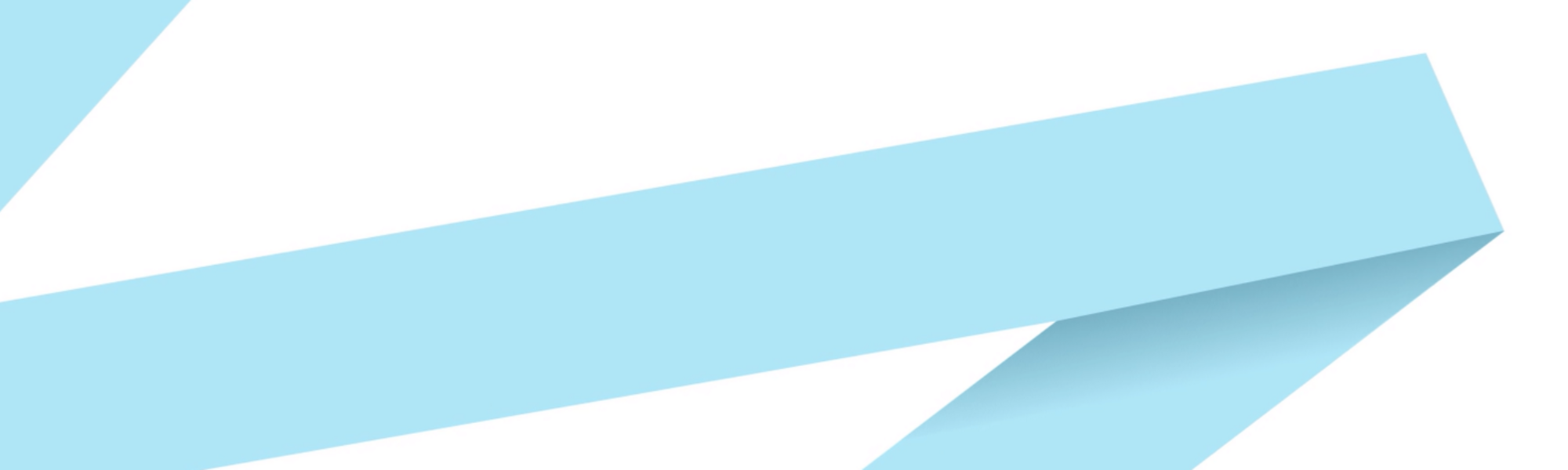 Straight light blue ribbon on white background.