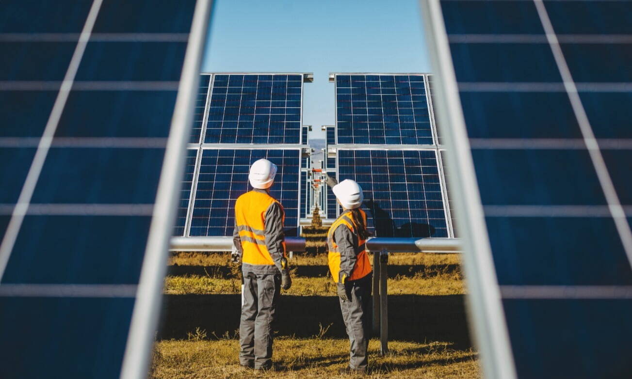 Engineers planning solar projects to ensure successful renewable energy maintaining sustainability